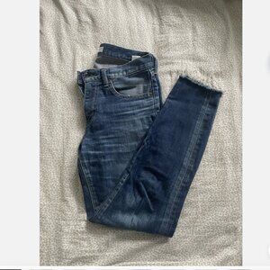 Moussy Vintage Womens Raw Finish Skinny Leg Jeans Blue Cotton Size 25x 27